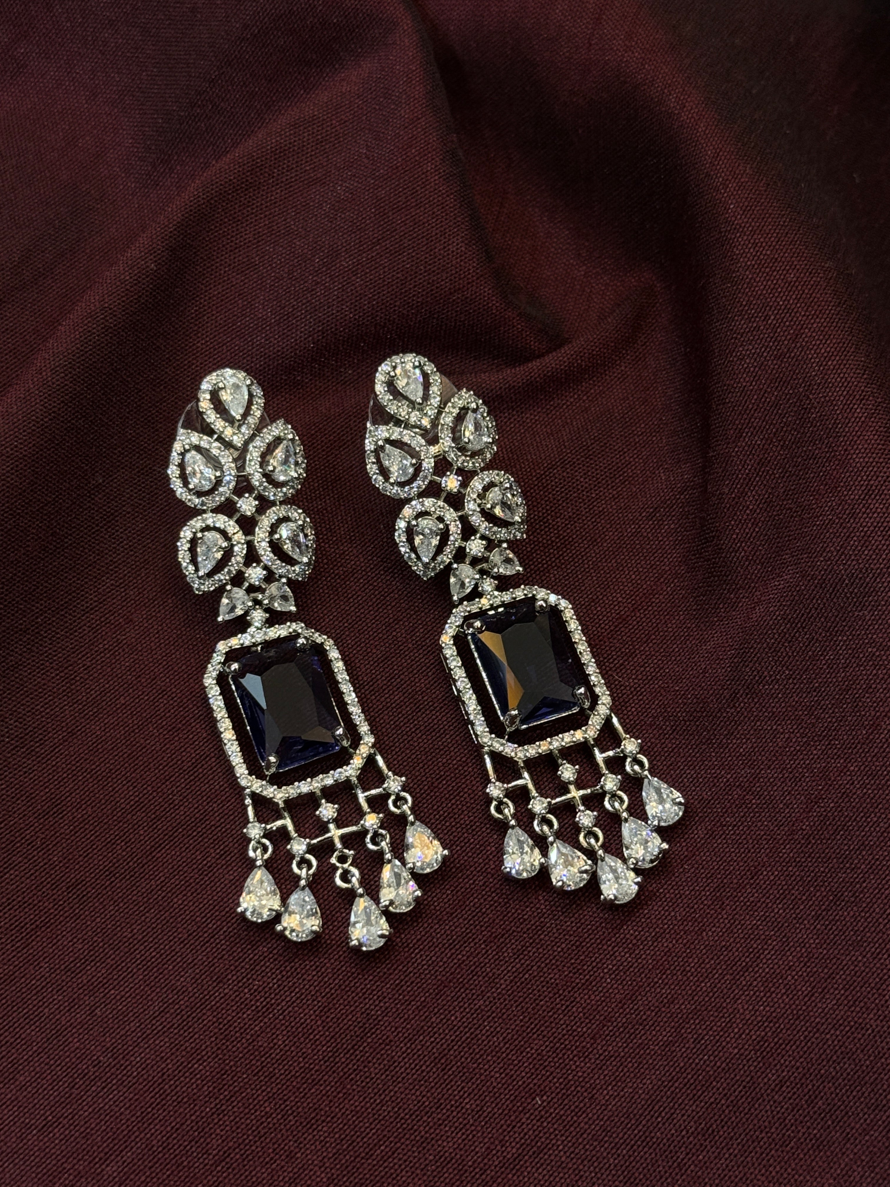 Royal Purple CZ Stone Drop Earrings